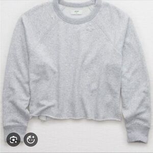 Aerie Gray Sunday Soft Distressed Crew